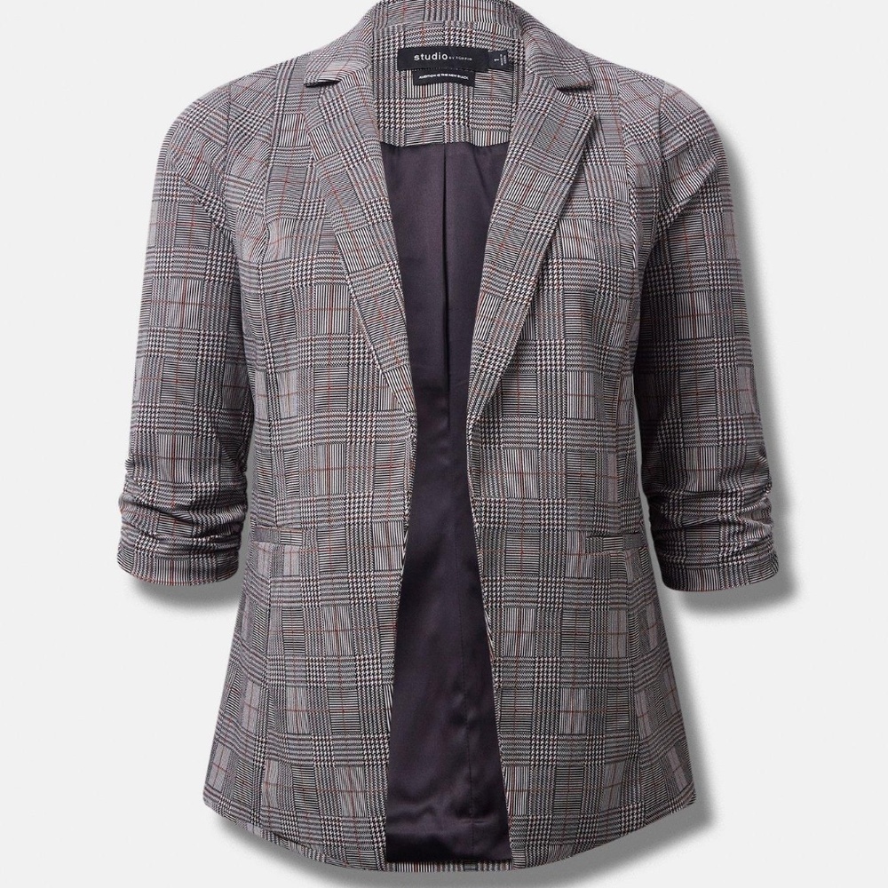 Torrid Grey Plaid Parker Studio Double Knit Blazer